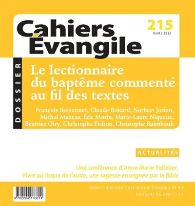 Cahiers Evangile, n° 215. Le lectionnaire du baptême commenté au fil des textes