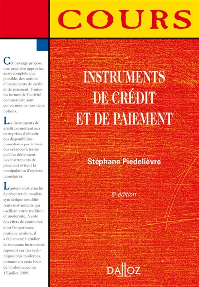 Instruments de crédit et de paiement 2010