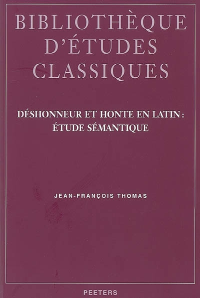 Déshonneur et honte en latin : étude sémantique