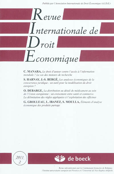 Revue internationale de droit économique, n° 2 (2011)