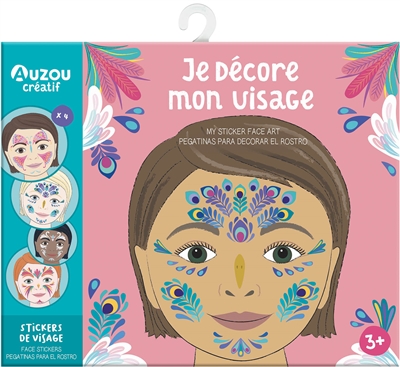 Je décore mon visage : stickers de visage. My sticker face art : face stickers. Pegatinas para decorar el rostro : pegatinas para el rostro