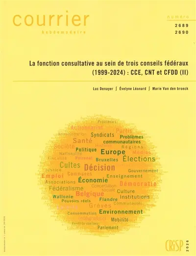 Courrier hebdomadaire, n° 2689-2690. La fonction consultative au sein de trois conseils fédéraux (1999-2024) : CCE, CNT et CFDD (II)