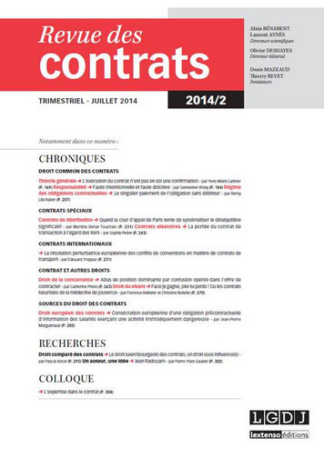 Revue des contrats, n° 2 (2014)