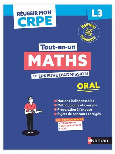 Maths : 1re épreuve d'admission, oral L3 : nouveau concours 2027-2028