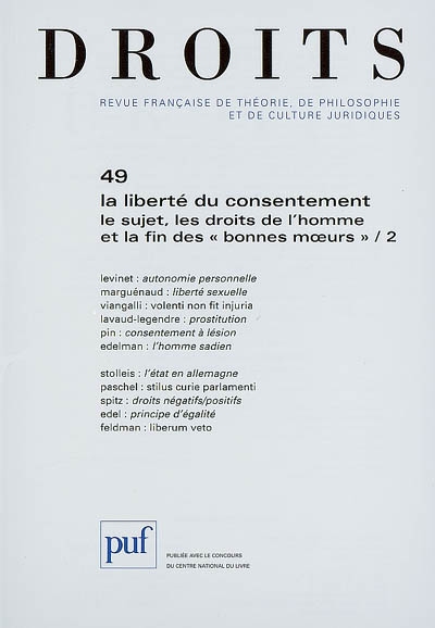 Droits, n° 49. La liberté...