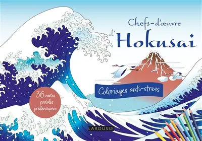 Chefs-d'oeuvre d'Hokusai : coloriages anti-stress : 36 cartes postales prédécoupées