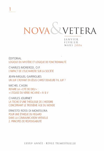 Nova & vetera, n° 1 (2006)
