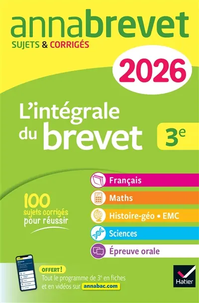 L'intégrale du brevet 3e : nouveau brevet 2026