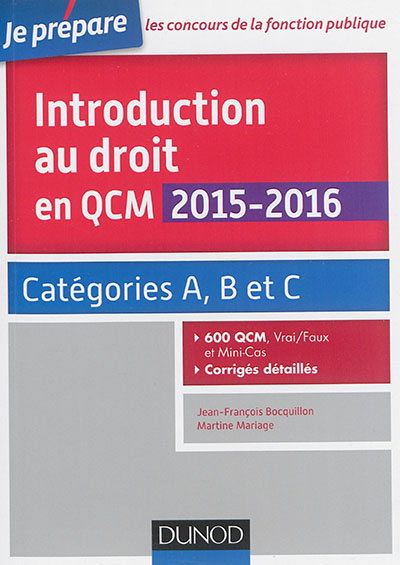 Introduction au droit en QCM 2015-2016 : catégories A, B et C