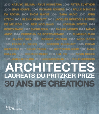 Architectes : lauréats du Pritzker Prize : 30 ans de créations