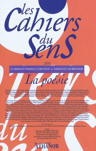Cahiers du sens (Les), n° 20. La poésie