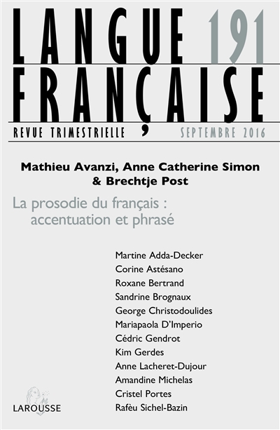 Langue française, n° 191....