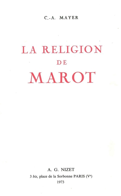 La religion de Marot