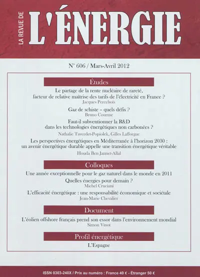 Revue de l'énergie, n° 606