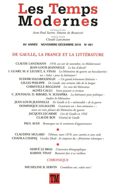Temps modernes (Les), n° 661. De Gaulle, la France et la littérature
