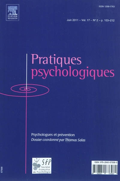 Pratiques psychologiques, n° 2 (2011). Psychologues et prévention