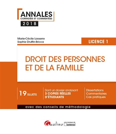 Droit des personnes et de la famille : licence 1 : 2018