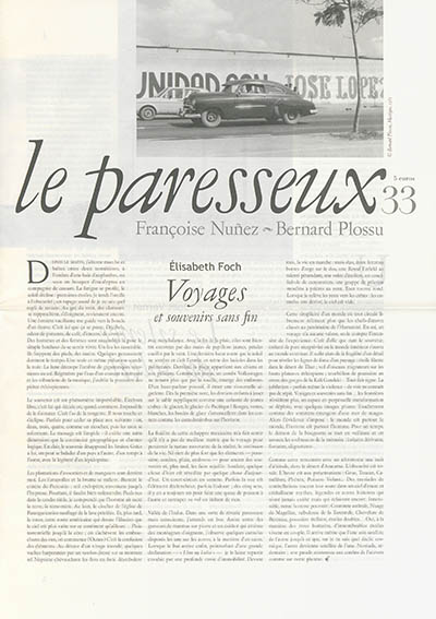Paresseux (Le), n° 33. Voyages et souvenirs sans fin