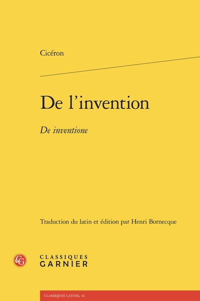De l'invention. De inventione