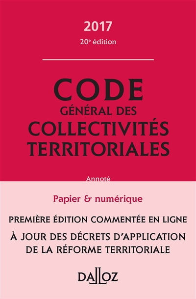 Code général des collectivités territoriales : 2017