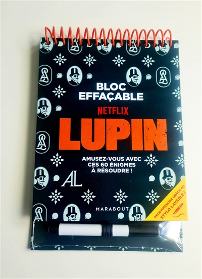 Lupin : bloc effaçable : amusez-vous avec ces 60 énigmes à résoudre !