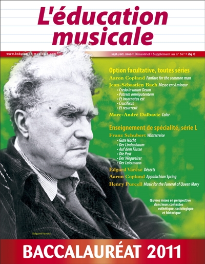 Education musicale (L'), n° suppl. 567. Baccalauréat 2011