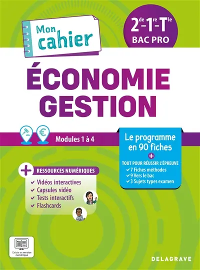 Economie, gestion, 2de, 1re, terminale bac pro : modules 1 à 4