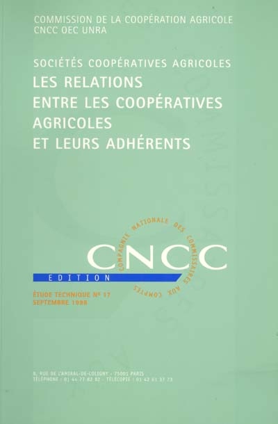 Les relations entre les coopératives agricoles et leurs adhérents : compte rendu de la journée annuelle d'actualité, 26 février 1998