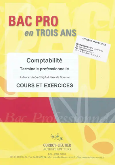 Bac pro en trois ans, comptabilité, Terminale professionnelle : cours et exercices