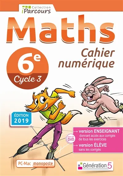 Cahier numérique iParcours maths 6e (DVD enseignant monoposte) 2019