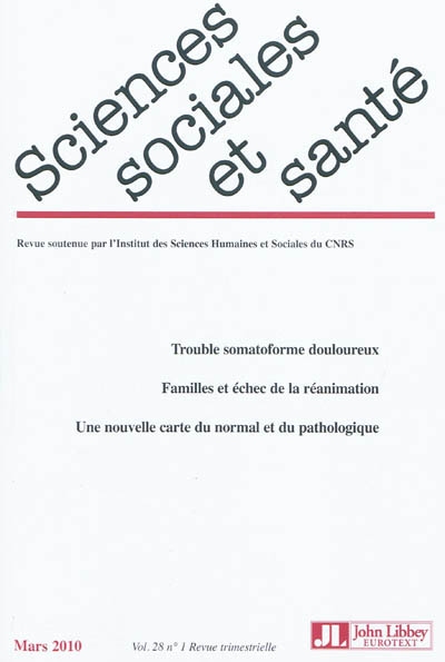 Sciences sociales et santé, n° 28