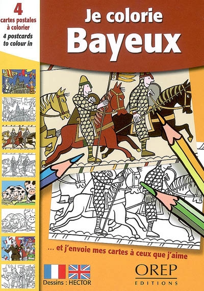 Je colorie Bayeux et j'envoie mes cartes à ceux que j'aime : 4 cartes postales à colorier