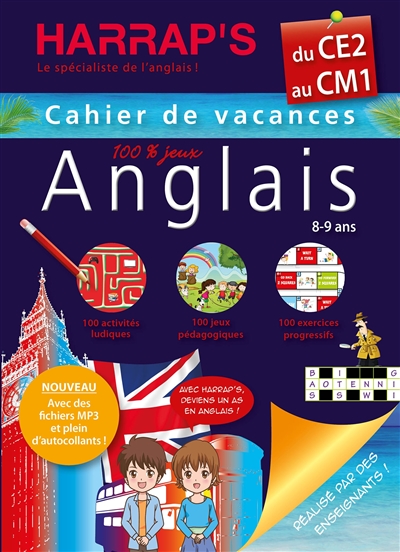 Cahier de vacances anglais Harrap's du CE2 au CM1, 8-9 ans