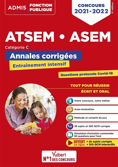 ATSEM, ASEM : annales corrigées : catégorie C, concours 2021-2022
