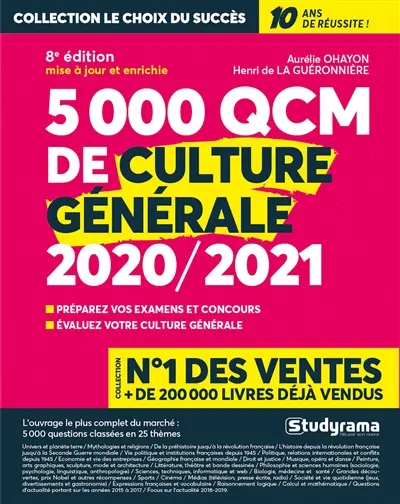 5.000 QCM de culture générale 2020-2021 : préparez vos examens et concours, évaluez votre culture générale