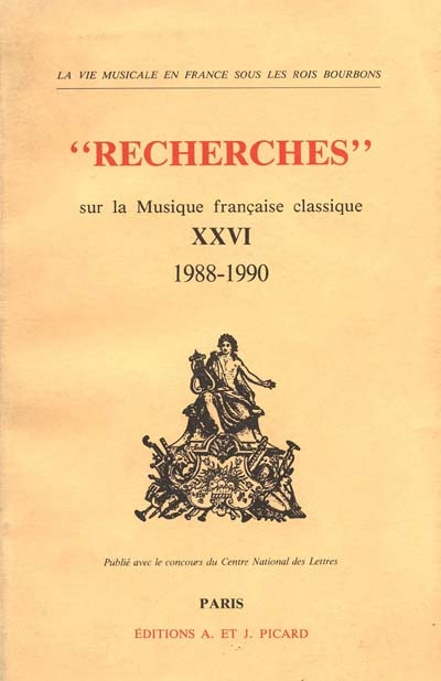 Recherches sur la musique française classique, n° 26