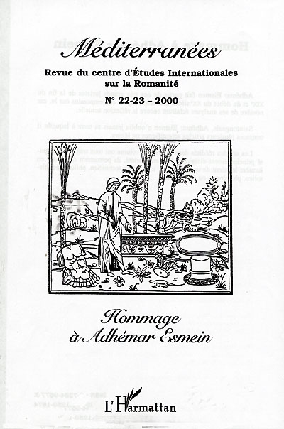 Méditerranées, n° 22-23. Hommage à Adhémar Esmein