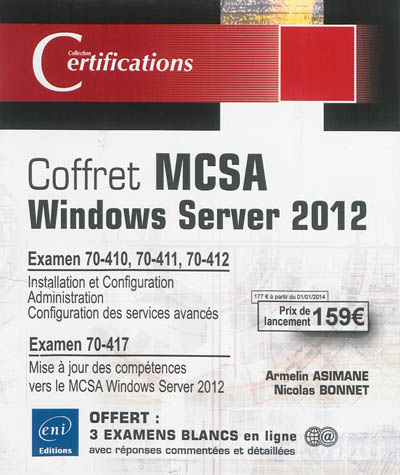 Coffret MCSA Windows Server 2012 : préparation aux examens 70-410, 70-411, 70-412, et 70-417