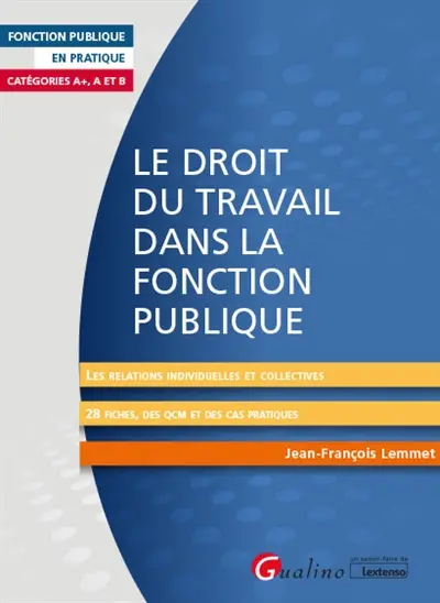 Le droit du travail dans la fonction publique : catégories A+, A et B : les relations individuelles et collectives, 28 fiches, des QCM et des cas pratiques