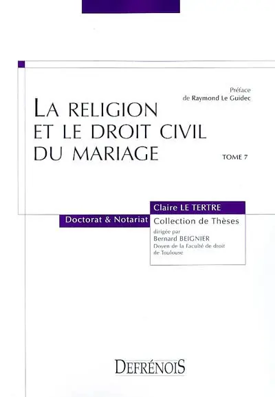 La religion et le droit civil du mariage