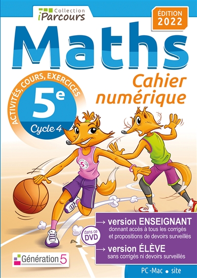 Cahier numérique : maths 5e, cycle 4 : PC-Mac, site