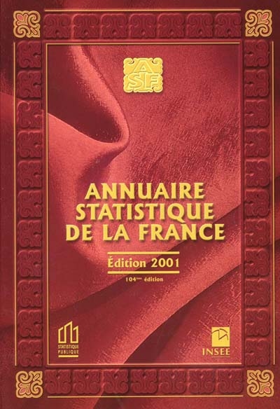 Annuaire statistique de la France 2001 : résultats de 1999