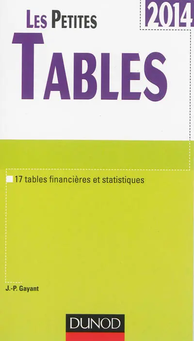Les petites tables : 17 tables financières et statistiques