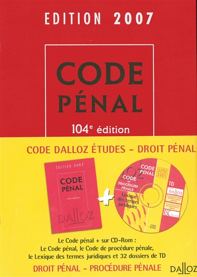 Code Dalloz études droit pénal 2007