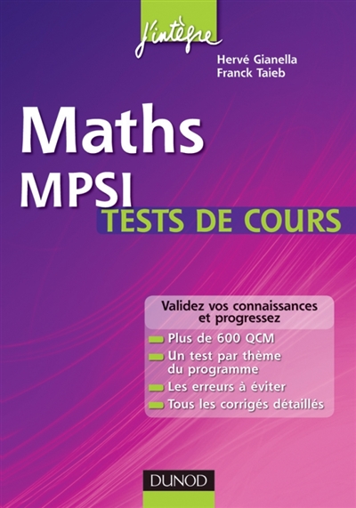 Maths MPSI : tests de cours