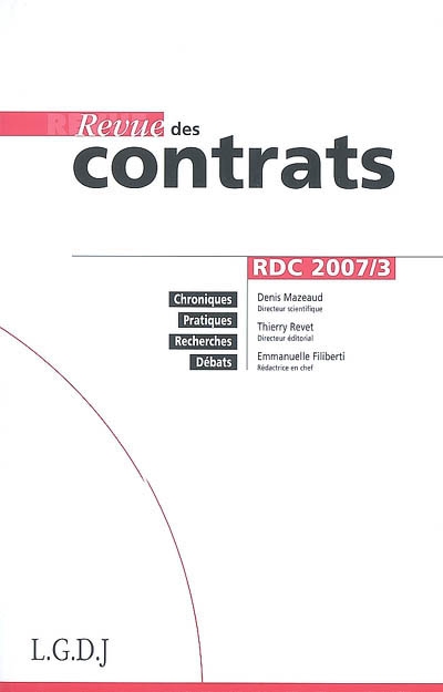 Revue des contrats, n° 3 (2007)