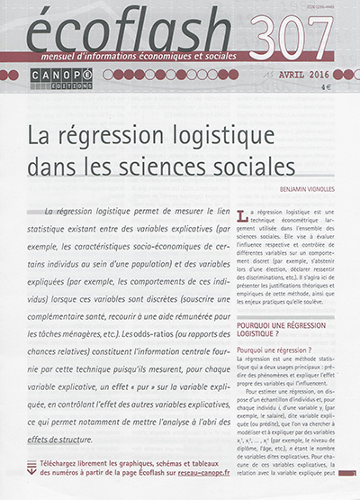 Ecoflash, n° 307. La régression logistique dans les sciences sociales