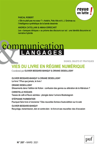 Communication & langages, n° 207. Vies du livre en régime numérique