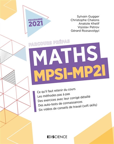Maths MPSI, MP2I : parcours prépas : programme 2021