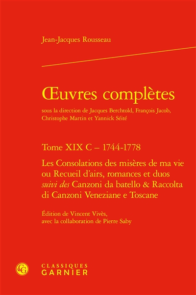 Oeuvres complètes. Vol. 19 C. 1744-1778